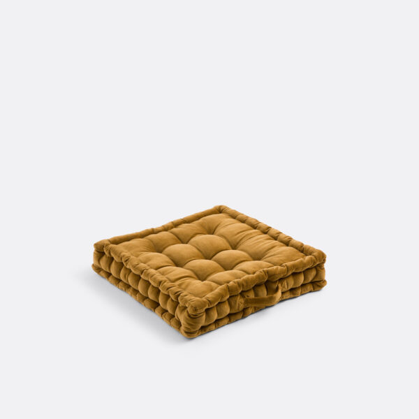 Coussin de sol Giroli carré en velours avec poignée latérale