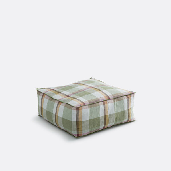 Coussin de sol Howard carré, avec carreaux d’un côté et rayures de l’autre