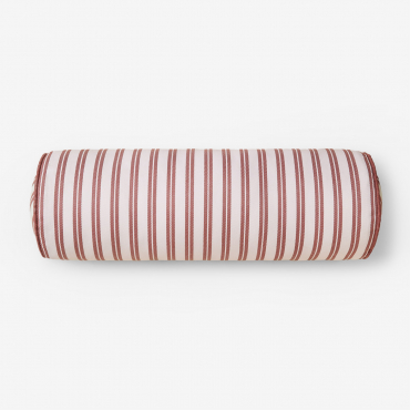Coussin rouleau Somalia cylindrique en tissu blanc Gardenia et terracotta