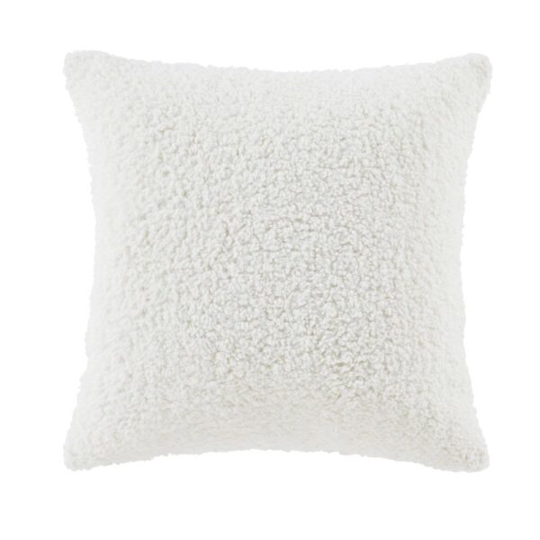 Coussin Maisons du Monde FRISA écru à bouclettes, format carré décoratif