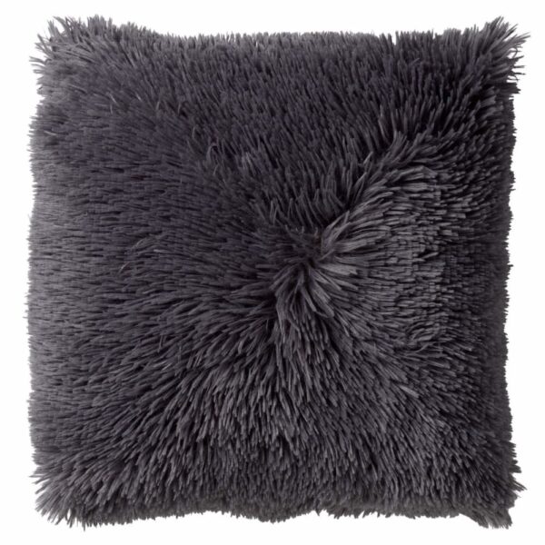 Coussin Dutch Decor Fluffy anthracite au toucher duveteux, format carré