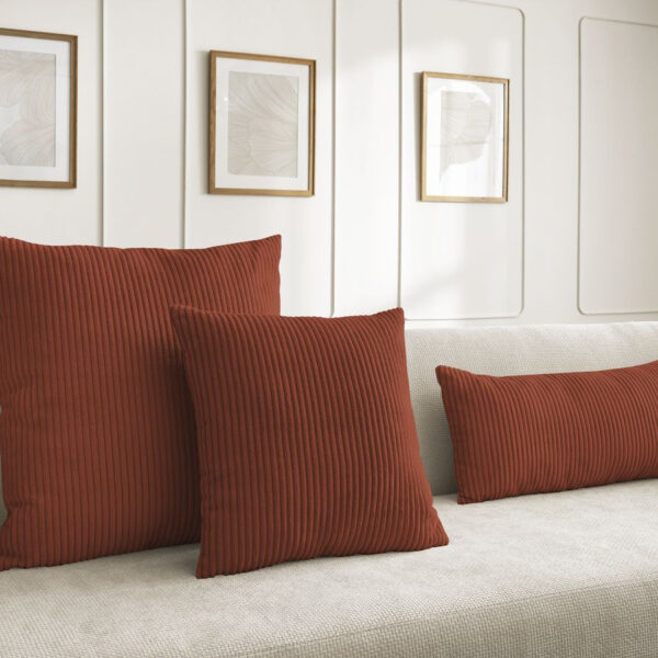 Coussin biface STOCKHOLM BOBOCHIC terracotta, velours et seconde face texturée