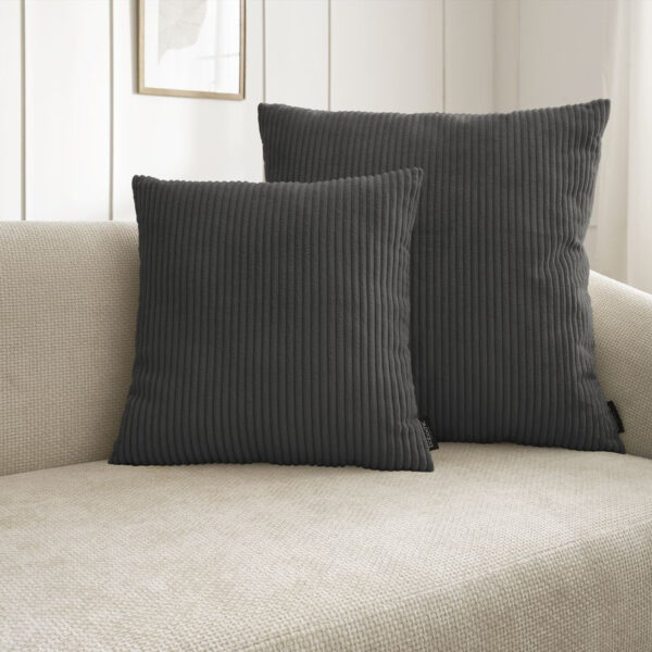 Coussin BOBOCHIC STOCKHOLM gris carré avec deux faces aux textures distinctes