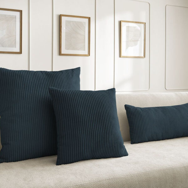 Coussin biface BOBOCHIC STOCKHOLM bleu à deux faces textiles distinctes