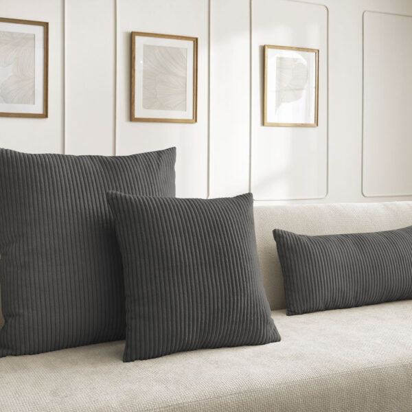 Coussin biface BOBOCHIC STOCKHOLM gris, deux faces de textures différentes