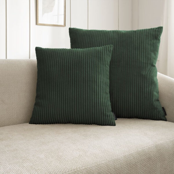 Coussin BOBOCHIC STOCKHOLM vert carré à deux faces textiles contrastées