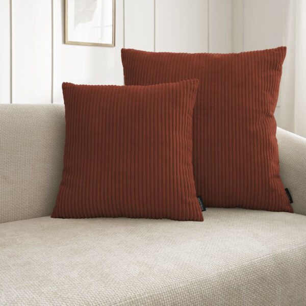 Coussin BOBOCHIC STOCKHOLM carré terracotta réversible avec deux textures pour le salon