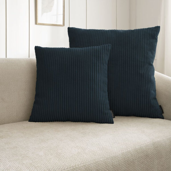 Coussin biface BOBOCHIC STOCKHOLM bleu carré à deux textures