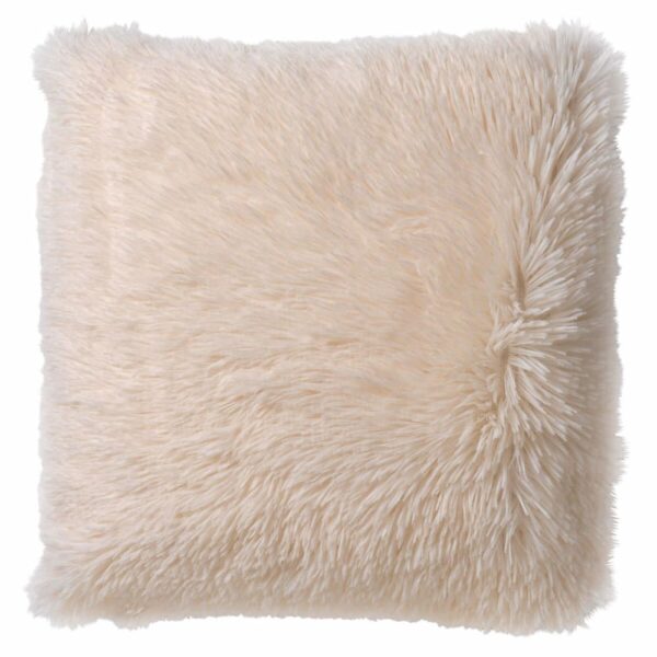 Coussin Fluffy Dutch Decor blanc uni carré en fausse fourrure