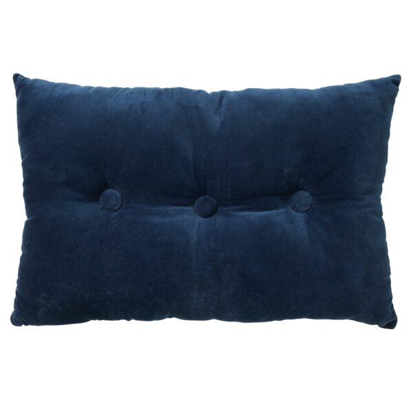 Coussin Dutch Decor Valerie bleu à aspect velours et trois boutons