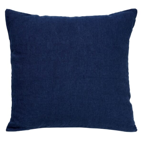 Coussin Dutch Decor Linn bleu uni en lin avec garnissage polyester