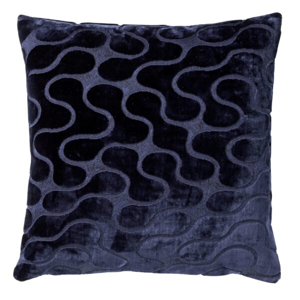 Coussin Hoii Nadine carré bleu profond à motif d’arrondis