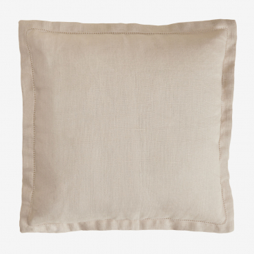 Coussin carré Ludet Sklum blanc grisâtre avec enveloppe en lin