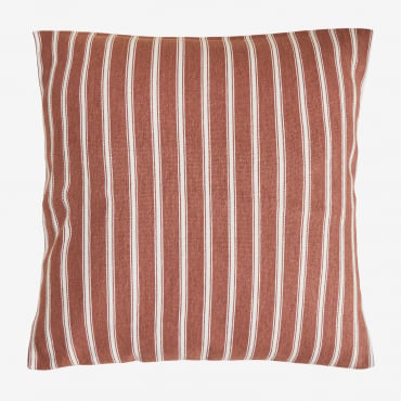 Coussin Nexu Sklum carré terracotta et blanc en coton, motif décoratif