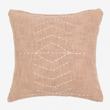 Coussin Ceara Sklum carré brun pâle avec couture blanche géométrique centrale
