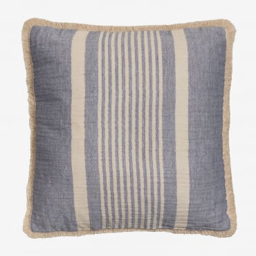 Coussin Korjen Sklum carré rayé bleu lavande en coton pour canapé