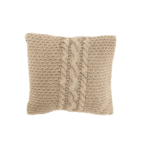 Coussin J-line carré beige en coton pour une composition textile nuancée