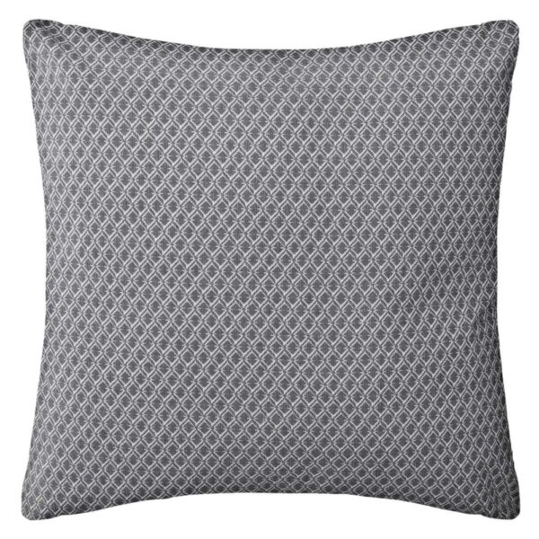 Coussin géométrique Home Maison carré gris et lin à petit motif blanc