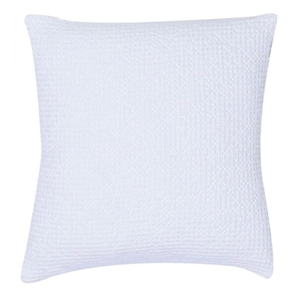 Coussin Vivaraise MAÏA blanc en coton stonewashed au tissage nid d’abeille