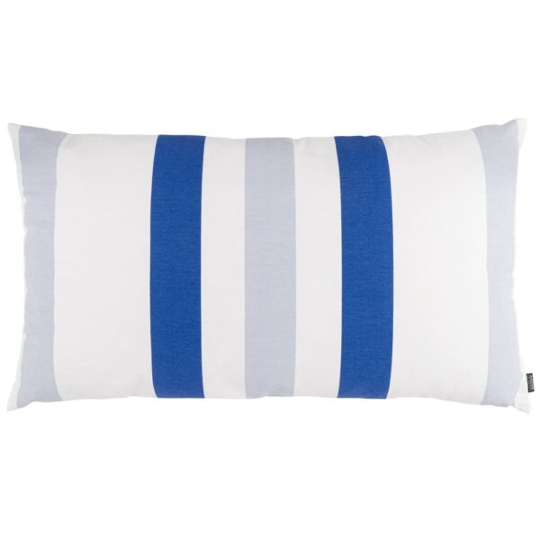 Coussin Maisons du Monde Capri blanc à rayures bleues, format rectangulaire