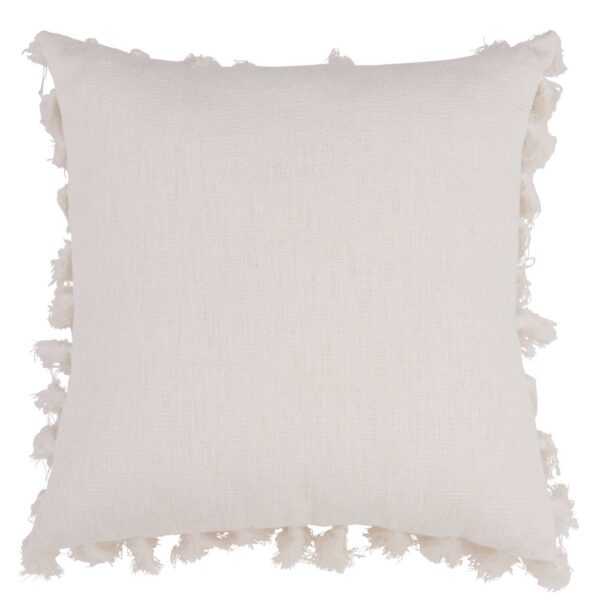 Coussin Maisons du Monde à pompons écru en coton recyclé, format carré