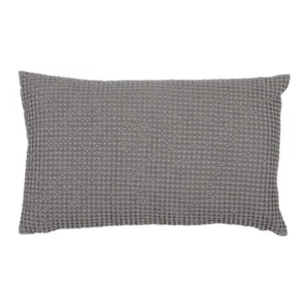 Coussin Vivaraise Maïa tourterelle en coton à tissage nid d’abeille