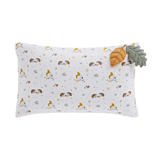 Coussin Maisons du Monde Little Forest écru à motifs animaux et feuilles