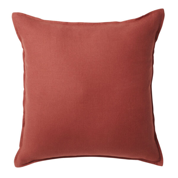 Coussin Maisons du Monde en lin lavé terracotta carré