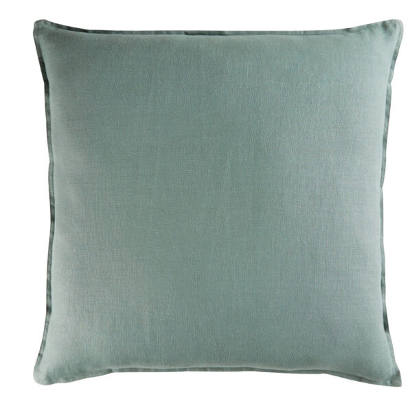 Coussin Maisons du Monde carré en lin lavé vert jade