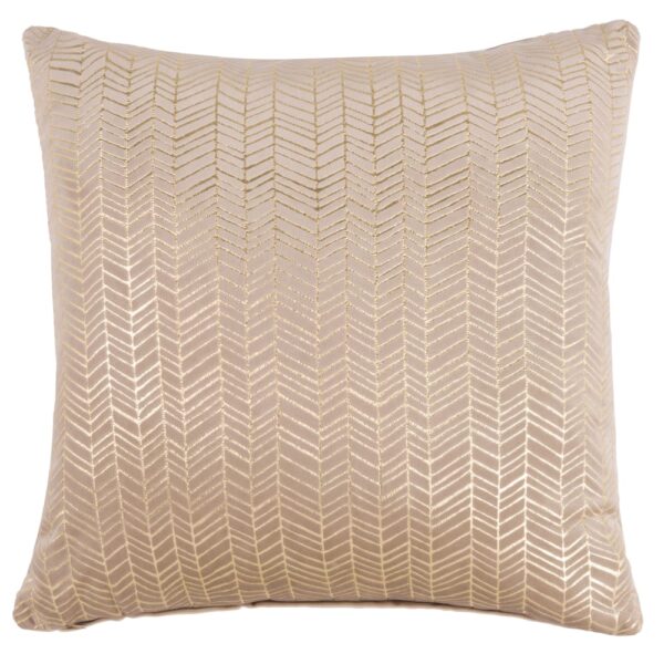 Coussin Maisons du Monde beige en suédine à motif géométrique doré