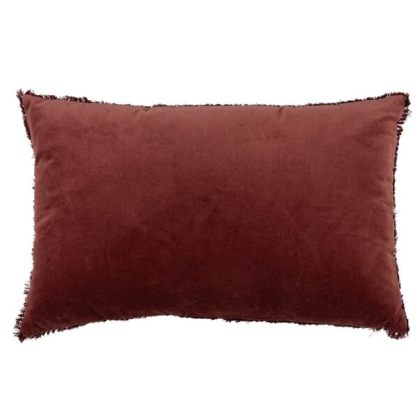 Coussin Maisons du Monde CATANIA rouge brique en velours avec mini pompons
