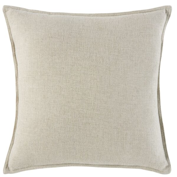 Coussin Maisons du Monde en velours chenille écru, format carré décoratif