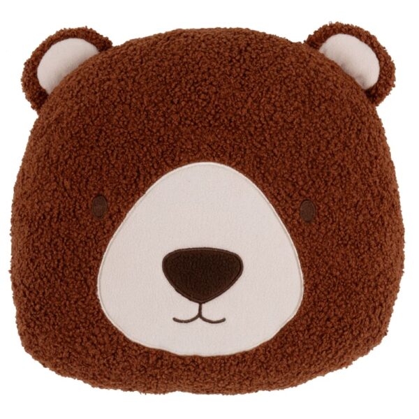 Coussin enfant Maisons du Monde en bouclette avec une tête d’ours tricolore