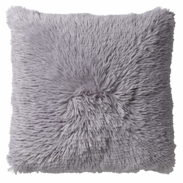 Coussin Dutch Decor Fluffy gris clair à texture longue et duveteuse