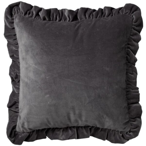 Coussin Dutch Decor gris uni en velours, format carré de 45 x 45 cm
