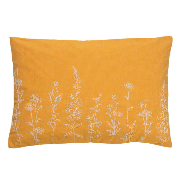 Coussin Dutch Decor Madelin jaune à imprimé floral, format rectangulaire 40 x 60 cm