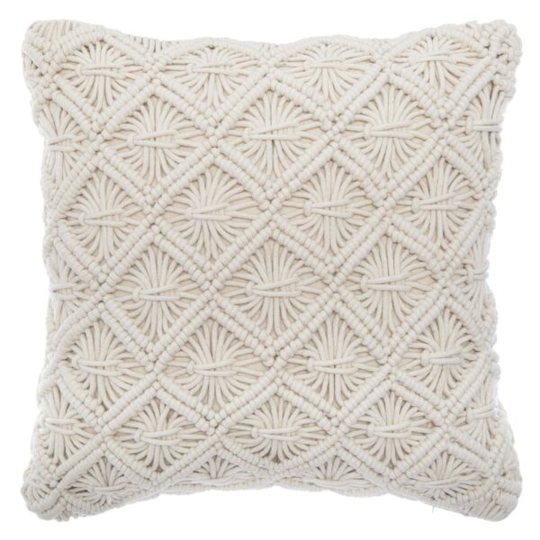 Coussin Macramé Été carré avec housse en coton tressé et texture en relief