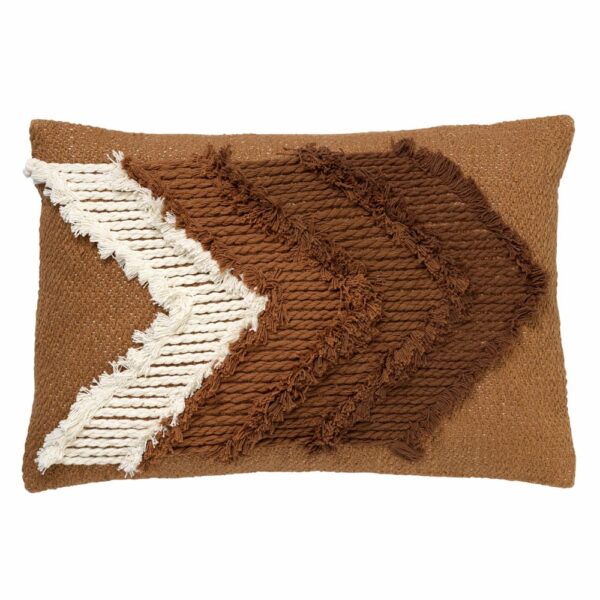 Coussin Dutch Decor Arrow marron à motif aztèque, en coton, avec garnissage polyester