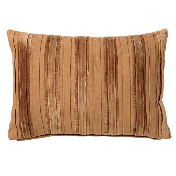 Coussin Hoii Estella marron rectangulaire à bandes en velours côtelé