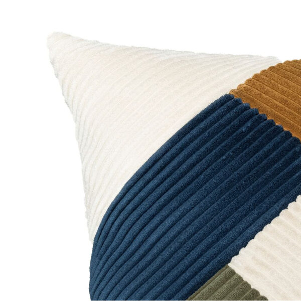 Coussin BOBOCHIC LARA bleu carré en velours côtelé à motif patchwork