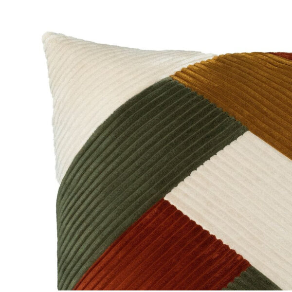 Coussin patchwork BOBOCHIC LARA carré terracotta en velours côtelé réversible