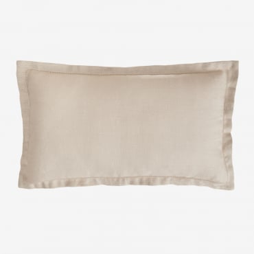 Coussin Ludet Sklum rectangulaire en lin blanc grisâtre, format lombaire