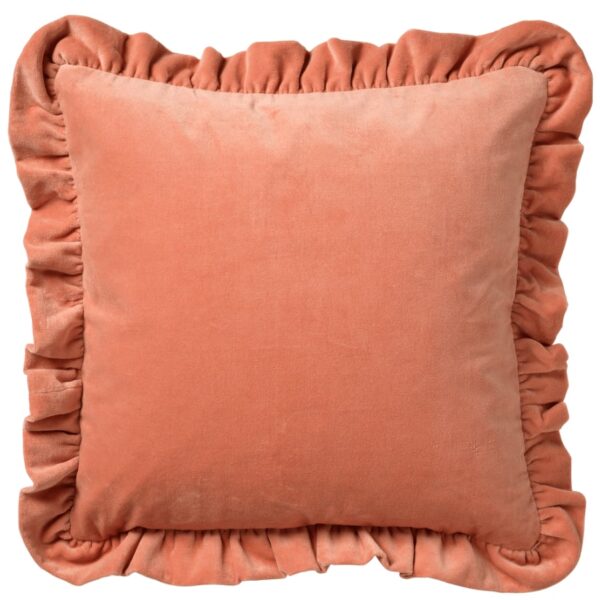 Coussin Dutch Decor rose uni en velours, au format 45 x 45 cm