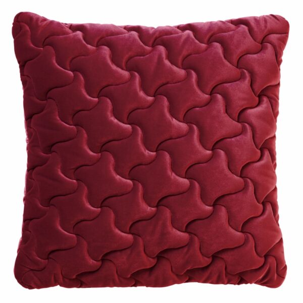 Coussin décoratif Hoii Amélie rouge carré avec motif cousu sur les deux faces