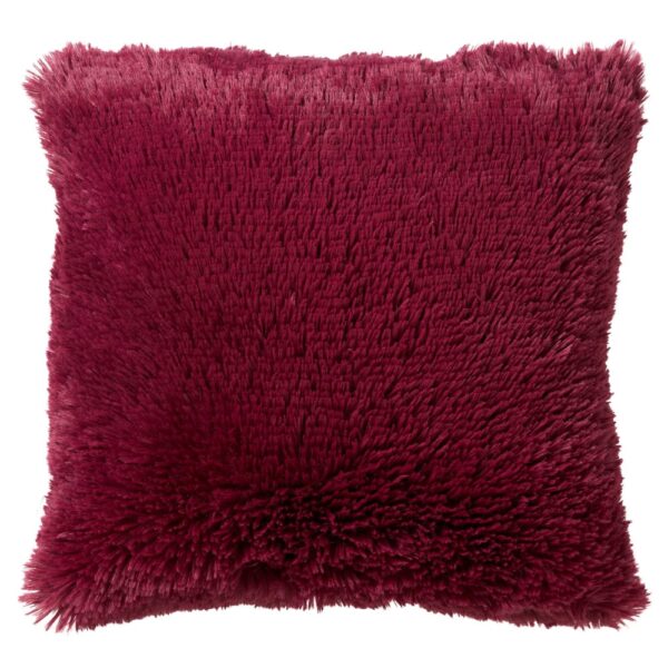 Coussin Dutch Decor Fluffy carré Red Plum à texture épaisse et douce