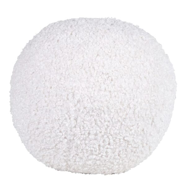 Le coussin sphérique BRUCE Maisons du Monde blanc en imitation fourrure.