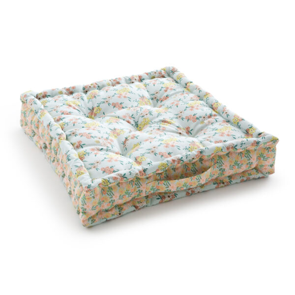 Coussin de sol Marigold carré à imprimé floral avec poignée latérale