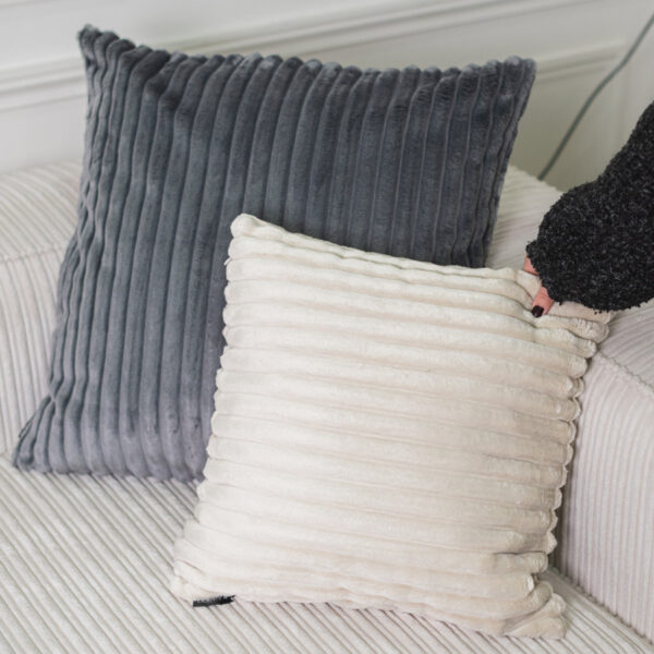 Lot de deux coussins BOBOCHIC OSLO beige en gros velours côtelé carré