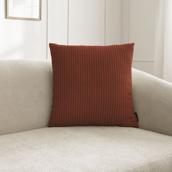 Coussins BOBOCHIC STOCKHOLM terracotta carrés en velours aux deux textures
