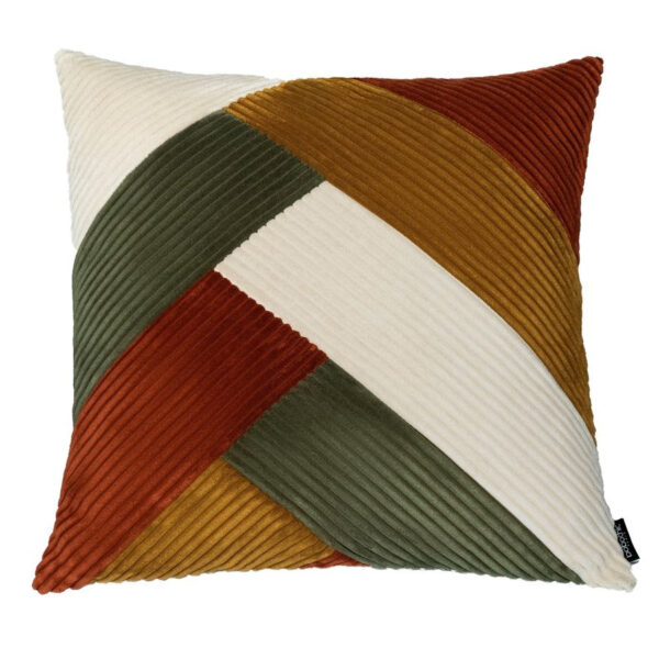 Coussins patchwork BOBOCHIC LARA carrés terracotta réversibles en velours côtelé